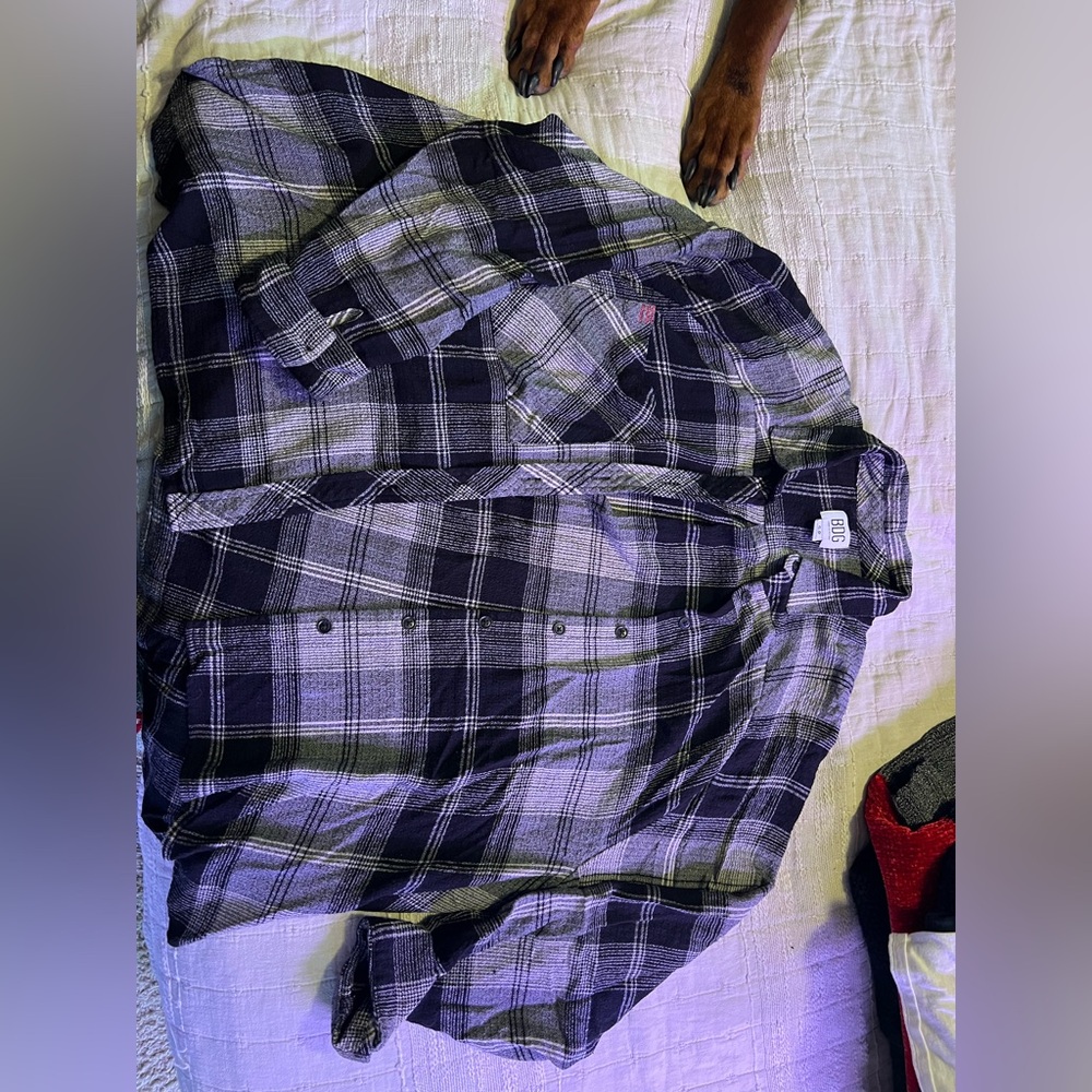 BDG Plaid Black and White Shirt